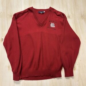 Vintage McKinley Bulldogs Sweater Mens XL Red Knit V Neck Made USA Andrew Rohan